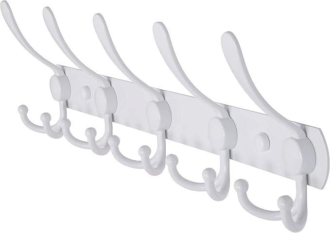 Dseap Wall Mounted Coat Rack - 5 Tri Hooks, Heavy Duty, Stainless Steel, Metal Coat Hook Rail for Coat Hat Towel Purse Robes 