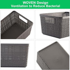 6 Pack Plastic Storage Baskets With Lids,Grey Breathable Stackable Storage Bins,Small Storage Containers,for Organizing Stora