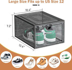 caktraie 10 Pack Thicken Shoe Organizer Stackable,Upgraded Sturdy Shoe Storage Box with Magnetic Door,Shoe Containers For Sne