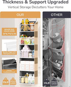 ULG 1-Pack Over Door Organizer with 5 Large Pockets 10 Mesh Side Pockets, 44 lbs Weight Capacity Hanging Storage Organizer wi