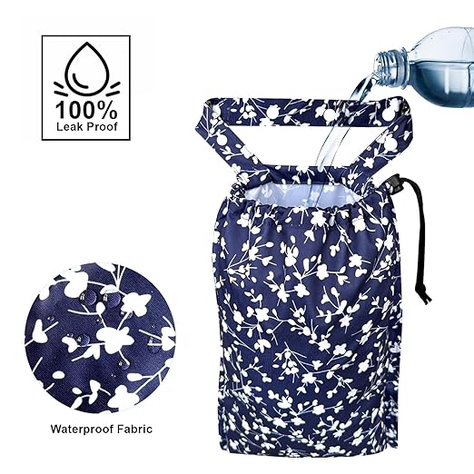 Cute Hanging Car Trash Garbage Bag 100% Leakproof Waterproof Multipurpose for Car Back Front Seat Console with Hanging Strap (Small Flowers)
