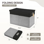 Large Toy Storage Box with Lid, Collapsible Toys Storage Organizer Bins with Dividers and Handles, Storage Chest Bin for Kids