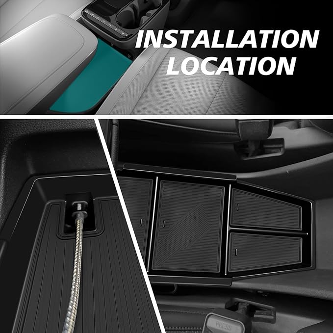 BestEvMod for 2026 2025+ Ioniq 5 Lower Center Console Organizer Tray Storage Box Interior Accessories with Rubber Black Trim Compatible with Hyundai Ioniq 5 2026 2025