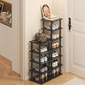Vertical Shoe Rack - Tall Narrow Shoe Rack Organizer for Small Spaces,12 Tier Bamboo Shoen Shelf for Entryway,Closet,Corner,D