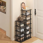 Vertical Shoe Rack - Tall Narrow Shoe Rack Organizer for Small Spaces,12 Tier Bamboo Shoen Shelf for Entryway,Closet,Corner,D