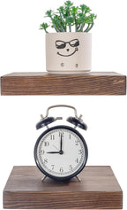 BGMG Small Wood Floating Shelves 8 inch Set of 2, Rustic Wooden Wall Mount Shelves for Bathroom Living Room Bedroom Kitchen F