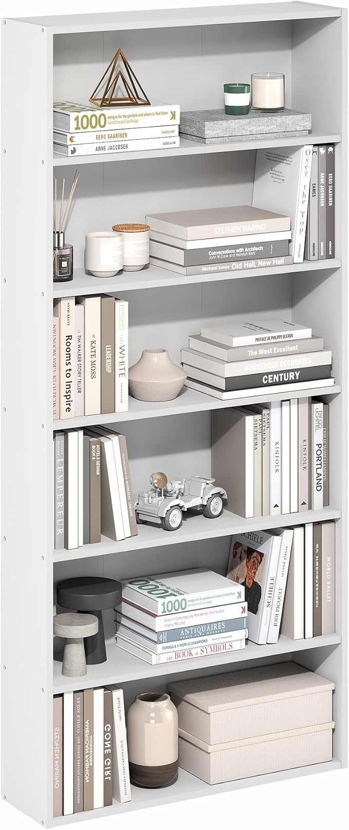 Furinno Basic Book Shelf, 6-Tier Bookcase with Open Shelf, Bookshelf, Cube Storage Organizer, 7 x 24 x 53, for Living Room, B