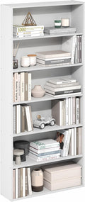Furinno Basic Book Shelf, 6-Tier Bookcase with Open Shelf, Bookshelf, Cube Storage Organizer, 7 x 24 x 53, for Living Room, B