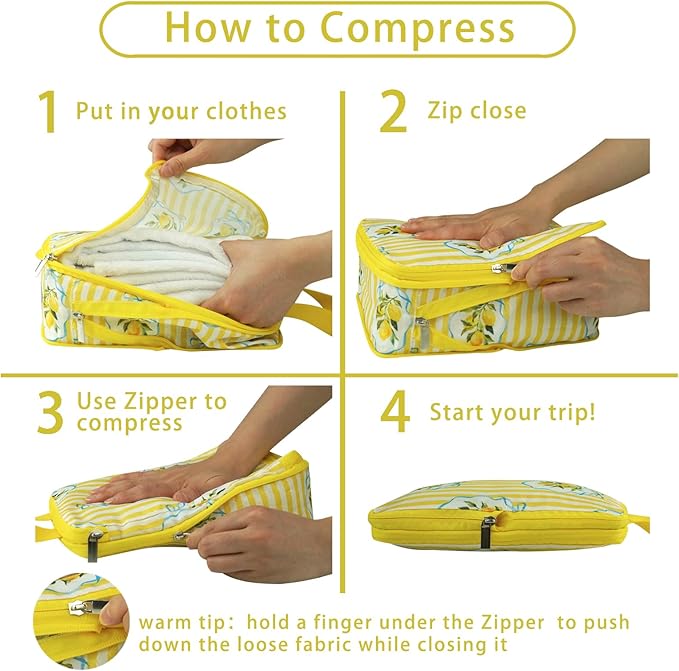 6 Pcs Compression Packing Cubes, Packing Cubes for Travel, Waterproof Luggage Organizer Bags Set, Cute Packaging Cubes for Wo