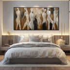 CHUDANHAO Black Line Wall Decor Brown Canvas Wall Art Figure Wall Decorations 29"x58" Large Pictures for Living Room Artwork 