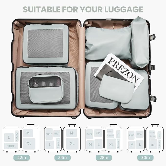 Mesh Packing Cubes for Travel, Durable Luggage Organizer with Sturdy Material and Double Zippers, Comprehensive Set for Trave