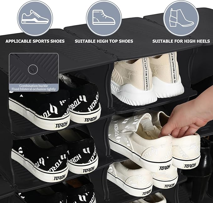 6-Tier Thickened Shoe Rack, Stackable Storage Organizer for Bedroom Entry, Adjustable Rack, Shoe Slots Shelf, Easy Tower Rack