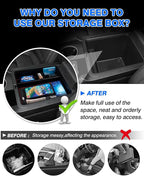 Autorder Center Console Organizer for 2023-2026 Honda Pilot,2024-2026 Ridgeline/Passport Accessories Armrest Storage Box Secondary Insert Tray with 2 Color Mats