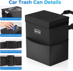 Beicarin Car Trash Can with Lid - Trash Bag Hanging with Storage Pockets Leak-Proof Organizer Collapsible and Portable Waterproof Garbage Bin, 2.2 Gallons Multipurpose Trash Bin for Car