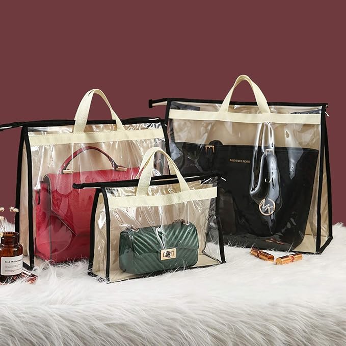CINPIUK Clear Handbag Storage Bags Purse Organizer for Closet, Zipper Hanging Storage Bag for Handbags, S, 2PCS