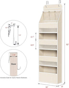 Univivi 5-Shelf Over Door Hanging Organizer Fabric Door Storage with 4 Large Pockets and 3 Small PVC Pockets Wall Mount Hangi