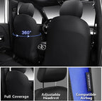 CAR PASS Memory Foam Leather Seat Covers,Air Cool Mesh Thick Car Seat Covers Front Seats Blue Leather Seat Covers for Cars Un