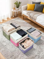 BALEINE 2 Pack Fabric Closet Storage Bins for Shelves, Linen Closet Organizers and Storage, Decorative Baskets for Organizing