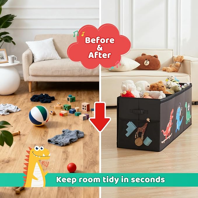Extra Large Toy Box,150L Sturdy Dinosaur Collapsible Storage with Lid,40"x14"x16" Kids Storage Organizer,Chest Bin Baskets fo