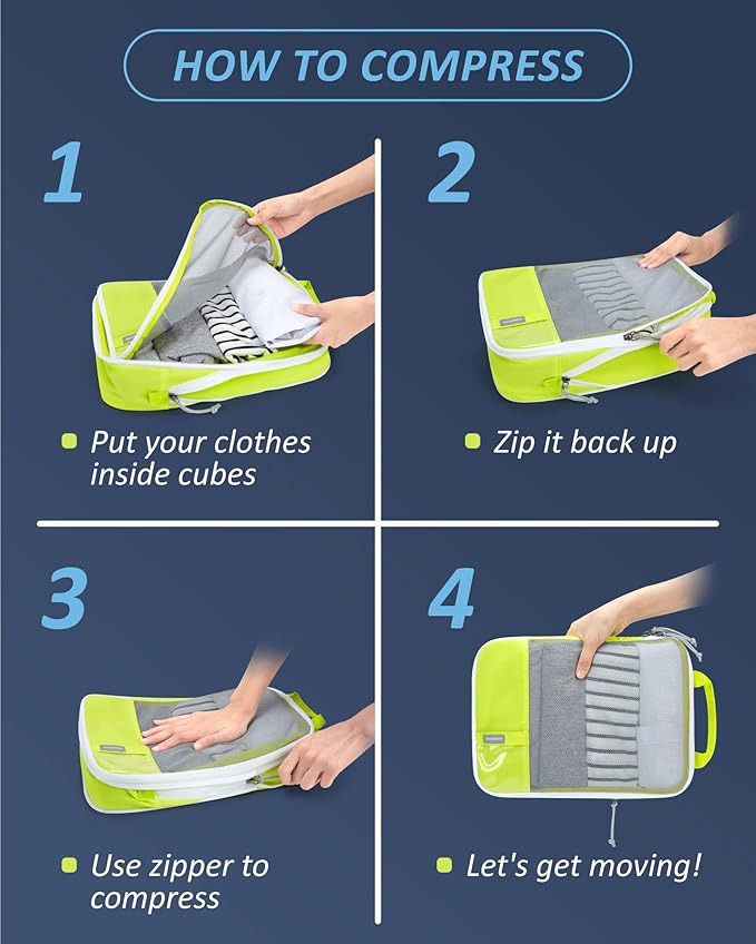 BAGSMART 6 Set /4 Set/2 Set Compression Packing Cubes for Travel, Lightweight Luggage Organizer Bags, Durable Space Saver Bag