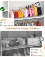 SURETIVIAN Rose Purse Dividers for Closet, 2 Pack Clear Clutch Purse Closet Organizers, Adjustable Handbag Storage Organizers