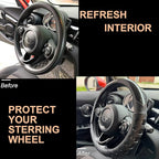 PINCTROT Race Grip Steering Wheel Cover, Anti Slip Silicone Perforated Design with Soft Touch Padding, Enhanced Grip for Sporty Driving,Universal 14.5-15 Inch (Racing Black)