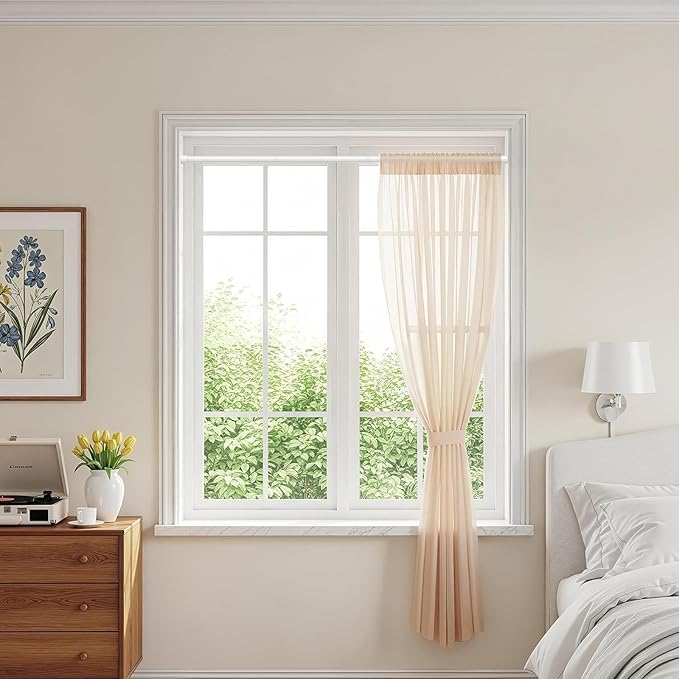 4PCS Tension Curtain Rod 33 to 59 Inch,White Short Curtain Rods No Drilling,Loaded Expandable Spring Curtain Rods for Windows