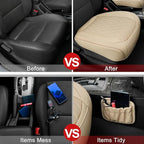 2 Pack Leather Front Car Seat Cover Bottom Car Seat, Anti-Slip and Full Wrap Driver Car Seat Protectors with Storage Pocket, 