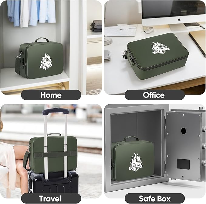 BALEINE Fireproof Document Box with Lock, Portable Fireproof Document Bag Waterproof Fire Proof File Boxes for Documents, Fil