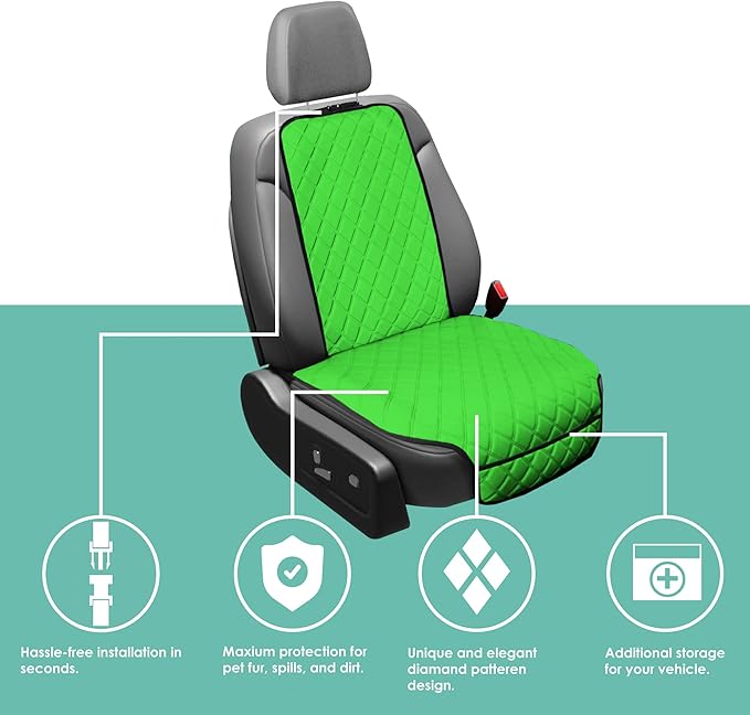 FH Group Car Seat Cushion – Neosupreme Single Front Seat Cover with Front Pockets, Airbag Compatible, Universal Fit Car Seat 