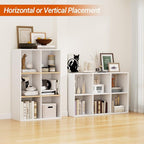 Wooden 6 Cube Storage Organizer with Closed Back Panel, Modern Open Cube Storage Shelf Bookshelf with Compartments, Cube Shel