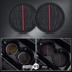 CAR PASS Leather Rubber Steering Wheel Cover Combo Set Universal Fit for Truck SUV Car Ram F150 Tundra 4Runner Tacoma Mobile Phone Holder Anti-slip Heavy Duty Tire Tread Large-size 15.5"-16" Black Red