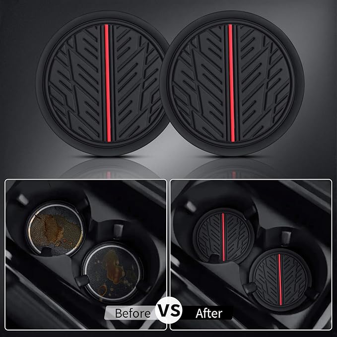 CAR PASS Leather Rubber Steering Wheel Cover Combo Set Universal Fit for Truck SUV Car Ram F150 Tundra 4Runner Tacoma Mobile Phone Holder Anti-slip Heavy Duty Tire Tread Large-size 15.5"-16" Black Red