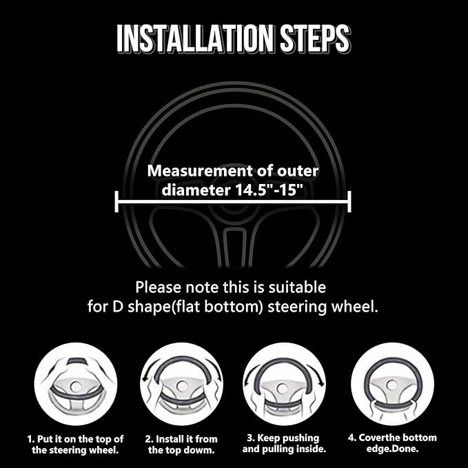 ZHOL Cow Print Steering Wheel Cover, D Shaped Car Wheel Cover Microfiber Leather 14 1/2-15 in (37-39 cm)