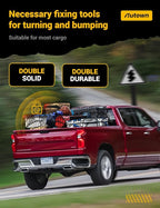 AUTOWN Cargo Net for Pickup Truck Bed - Stretchable 4'x4' to 7'x7', High Elastic Fine Mesh 1''x1'' with 8 Metal Carabiners - Ideal for ATV, SUV, UTV, Truck and Boat Use (Double Layer)