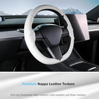 Steering Wheel Cover for Tesla Model 3 (2017-2023) / Model Y (2020-2024),Anti-Slip,Comfortable Grip, Breathable,Customized for Tesla Model 3/Y Accessories,Nappa White