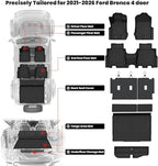 LASFIT Floor Mats & Cargo Liner Set for Ford Bronco 4-Door 2021-2026, Full Covrage Floor Liners + Cargo Mat + Backrest Mats + Underfloor Storage Mat, Heavy Duty All Weather TPE Interior Protection