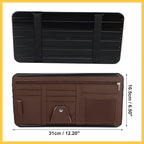PU Leather Car Sun Visor Organizer Glasses Holder Auto Accessories Pocket Organizer with Panel Back Brown Auto Replacement Parts