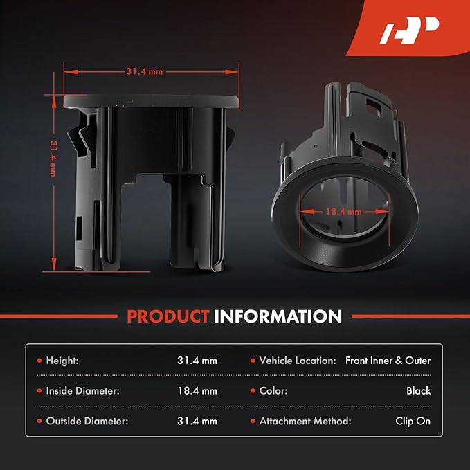 A-Premium 4-PC Front Inner and Outer Parking Assist Sensor Retainer Bezels Compatible with Ram Models - 1500 2019-2024
