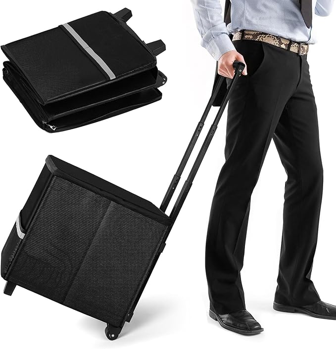 Fireproof File Box with Wheels, Collapsible Rolling Fireproof Document Bag with Lock, Fireproof Box with Handle & Casters, Mo