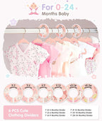 VIS'V Baby Hangers, 11 Inch Velvet Kids Hangers with 6 Pcs Clothes Size Dividers, Infant Toddler Nursery Closet Organization,