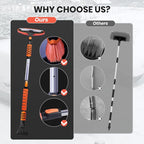 SINTIKI 43" Ice Scrapers for Car Windshield and Snow Shovel Kit, Extendable Snow Brush for Truck with EVA Grip, 180° Pivoting Brush Head Detachable Snow Scraper for Car, SUV, Truck Auto