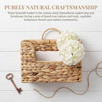 Handwoven Water Hyacinth Wall Basket Storage with Non-Trace Nails - Decorative Hanging Magazine File Holder & Mail Organizer 