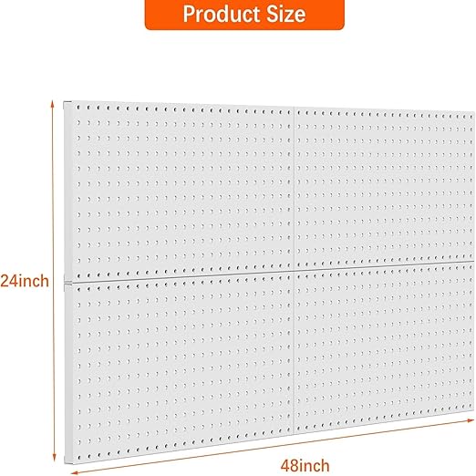 TORACK 4 PCS Metal 12 x 24 in Pegboard Panels, Garage Tools Organizer Pegboards for Workbench, Modular Peg Board, Tool Organi