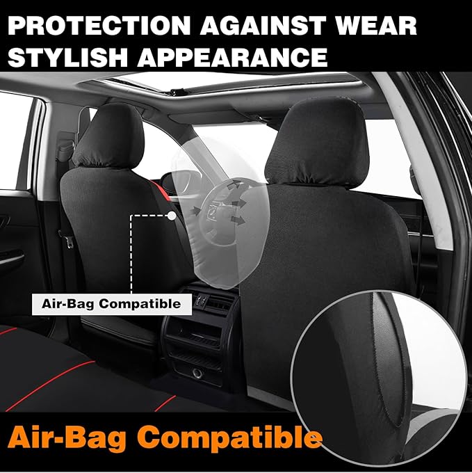 Foneso Car Seat Covers, 100% Breathable with Composite Sponge Inside, Airbag Compatible Universal Fit Accessories Auto for Ca
