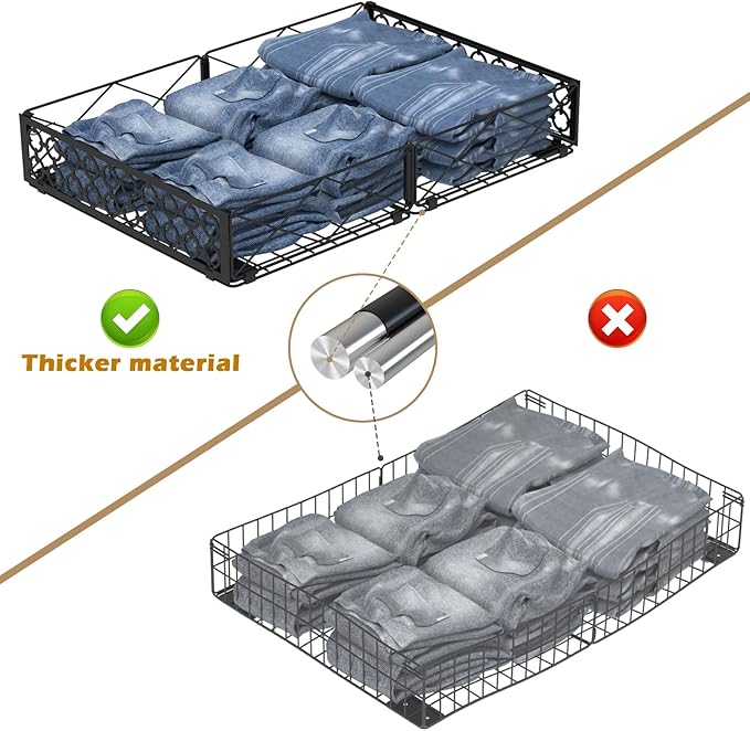 NADAMOO Under Bed Storage with Wheels, 2 Pack Rolling Under Bed Storage Containers，Foldable Metal Under the Bed Organizer Bin