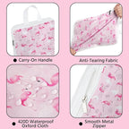 6 Pcs Compression Packing Cubes Waterproof Suitcase Travel Bag Luggage Backpack Organizer Travel Cubes for Packing-Flamingo