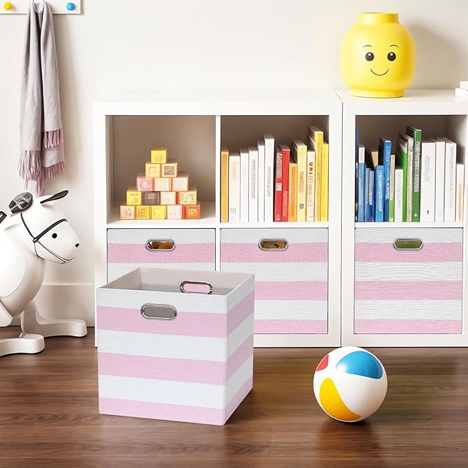 13x13x13 Storage Cube Bins, Foldable Storage Cubes Cubby Baskets Organizer Cloth Bins for Cube Storage Organizing Shelf Close