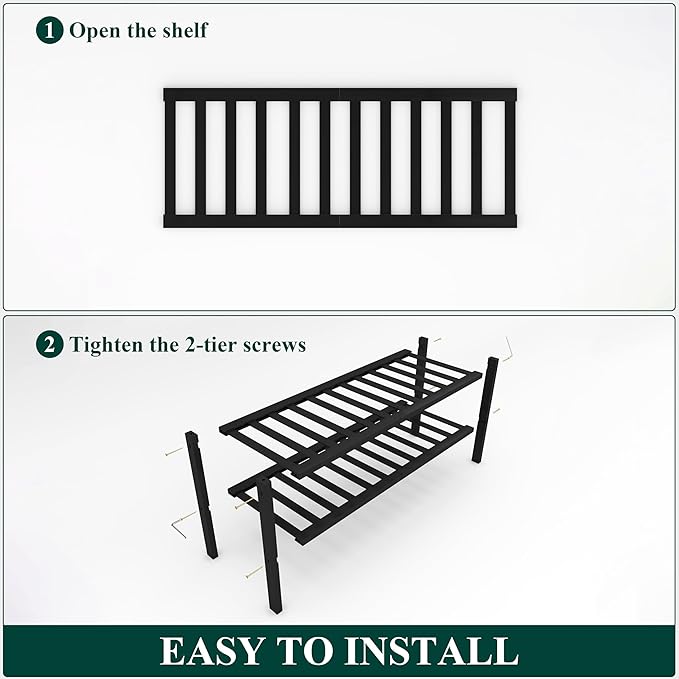 Smiry Shoe Rack, 2 Tier Bamboo Shoe Organizer, Stackable Free Standing Wooden Shoe Storage Shelf for Closet, Entryway, Front 