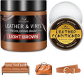 Leather Recoloring Balm with 100ml Mink Oil, Light Brown Leather Repair Kit and Scratch Remover for Furniture, Car Seats, Sof